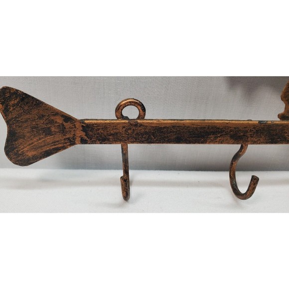 Rooster Metal Arrow Key Hanger 4 Hooks Wall Decor Brass Color Farmhouse Rustic - Picture 8 of 11